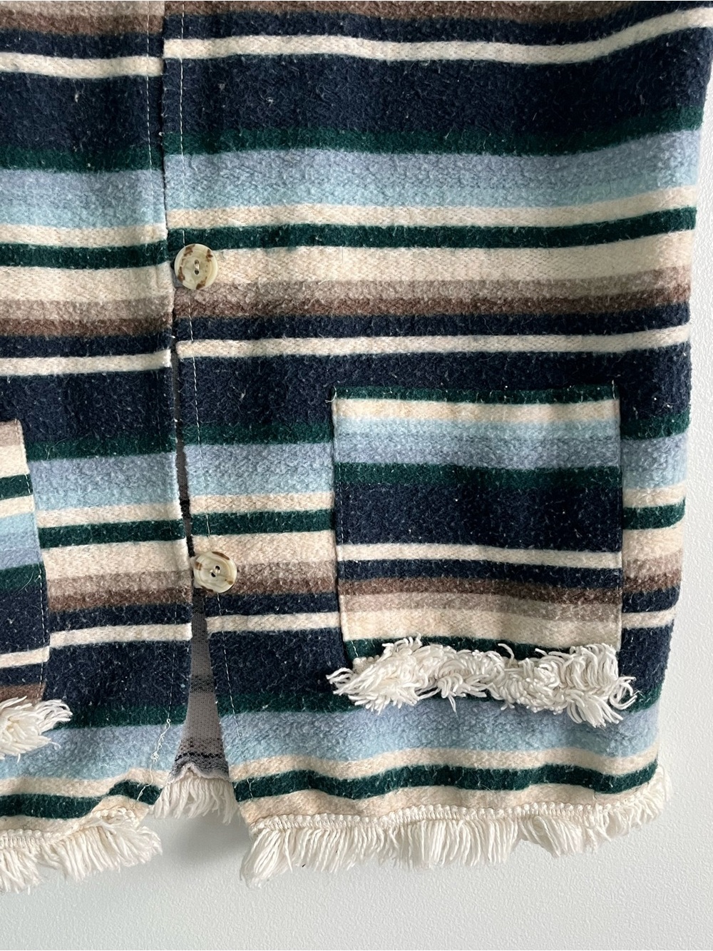 Vintage Coastal Cowgirl Striped Fringe Button-Front Vest Y2K Surfer Tapestry - Picture 4 of 12